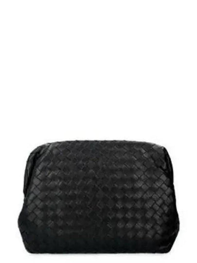 Intrecciato Leather Pouch Bag Black - BOTTEGA VENETA - BALAAN 2