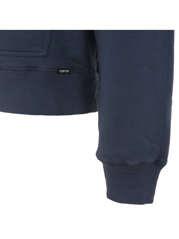 Cotton Garment Dye Drawstring Hoodie Blue - TOM FORD - BALAAN 6