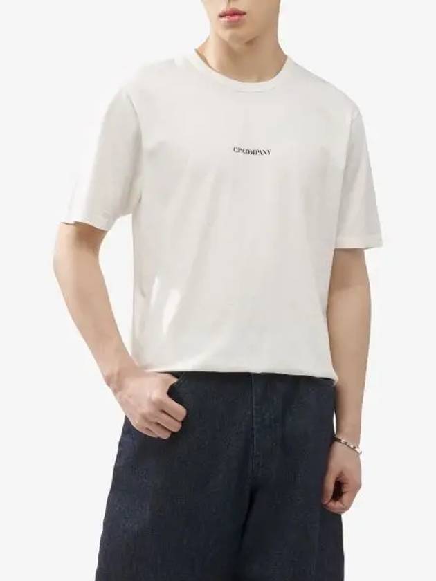 24/1 Jersey Garment Dyed Logo Short Sleeve T-Shirt White - CP COMPANY - BALAAN 2