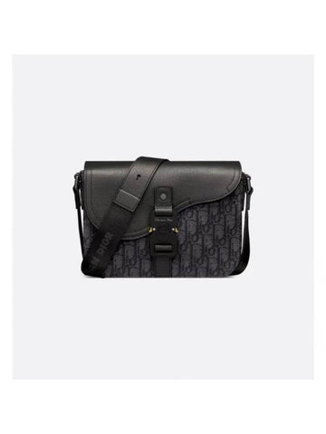 Saddle Small Flap Grained Calfskin Messenger Bag Black - DIOR - BALAAN 1