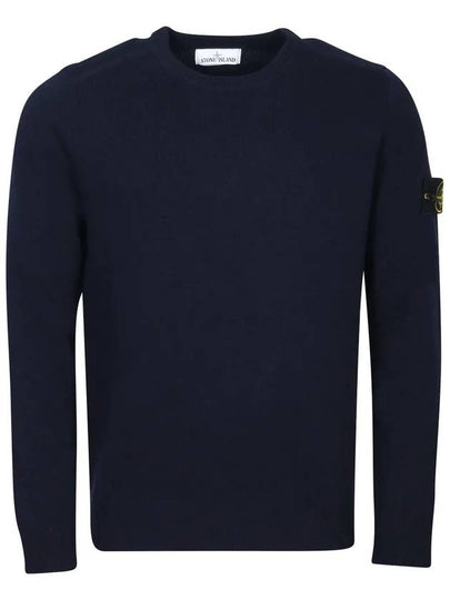 Men's Waffen Patch Round Neck Knit Top Navy - STONE ISLAND - BALAAN 2