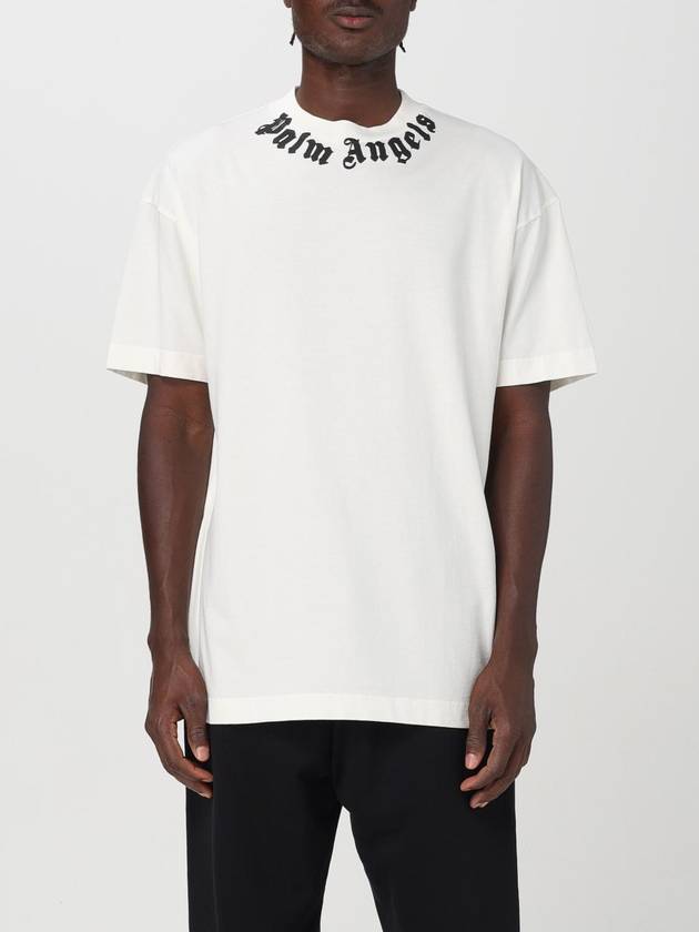 24FW Palm Angels Short Sleeve T-Shirt PMAA001F24JER0070310 OFF WHITE BLACK White - PALM ANGELS - BALAAN 2