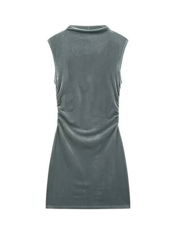 Side shirring velvet dress silver - REFORMATION - BALAAN 1