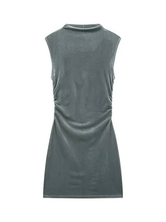 Side shirring velvet dress silver - REFORMATION - BALAAN 1