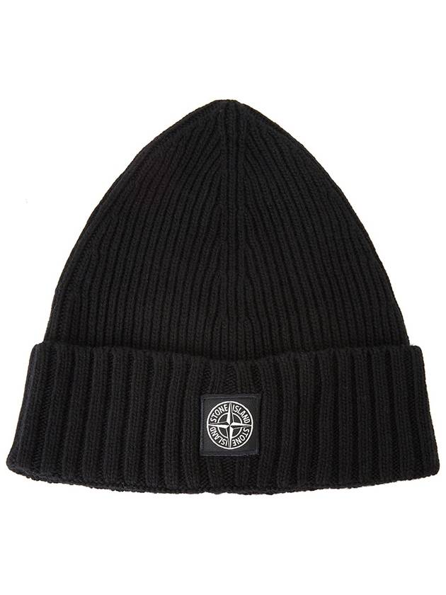 Kids Logo Wool Cashmere Beanie Black - STONE ISLAND - BALAAN 2