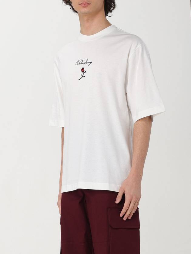 Rose Embroidered Logo Short Sleeve T-shirt White - BURBERRY - BALAAN 5