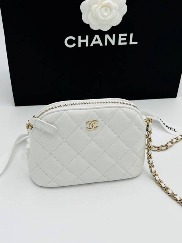 Half moon chain mini bag white classic caviar gold plated - CHANEL - BALAAN 1