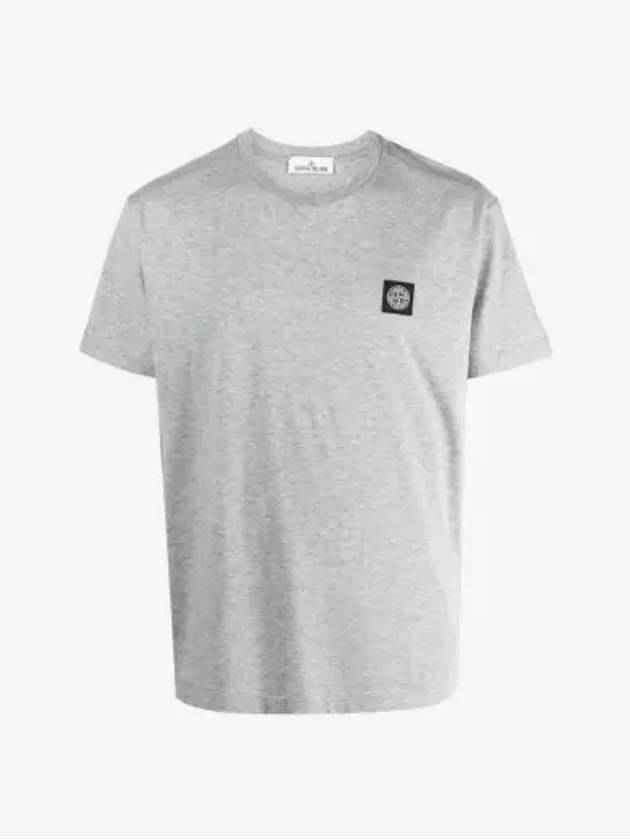 Logo Patch Cotton Short Sleeve T-Shirt Dust Melange Grey - STONE ISLAND - BALAAN 2