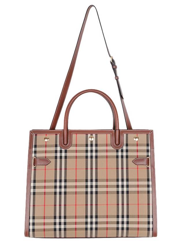 Vintage Check Two-Handle Title Medium Shoulder Bag Beige - BURBERRY - BALAAN 4