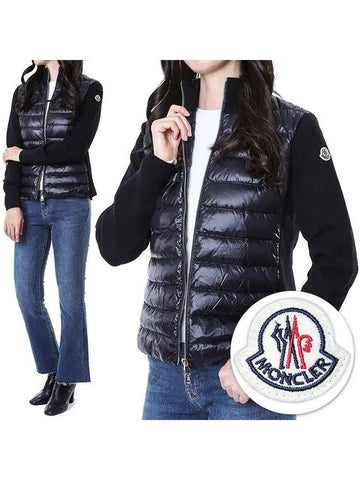 Logo patch knit neck padded layered women s zip up 9B00014 M1131 999 - MONCLER - BALAAN 1