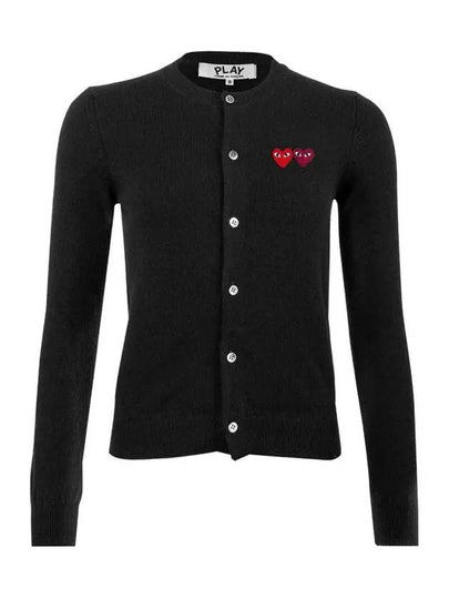 Women s Double Heart Wappen Cardigan Black AX N057 051 1 - COMME DES GARCONS - BALAAN 2