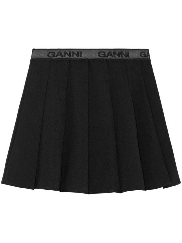 Light Twill Mini Pleated Skirt Black - GANNI - BALAAN 2