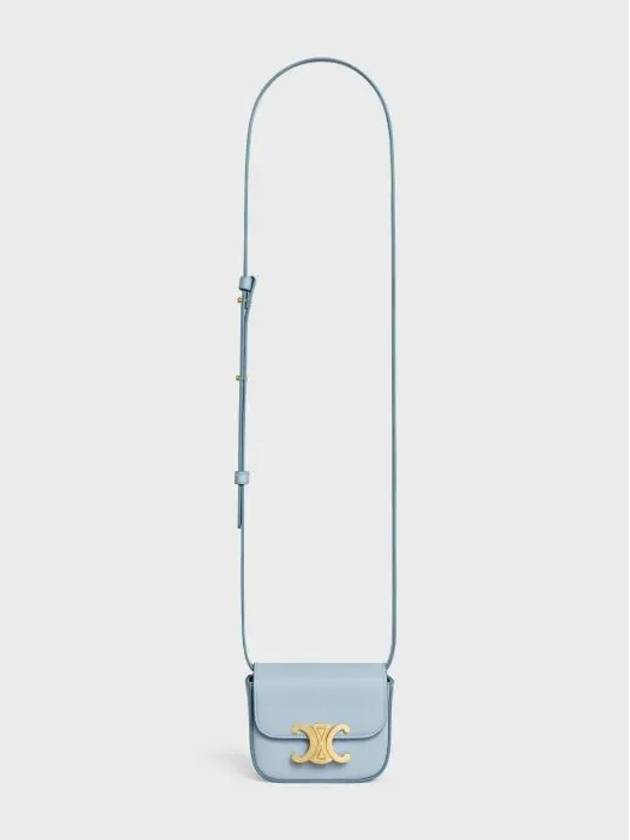 Triomphe Small Shiny Calfskin Cross Bag Light Blue - CELINE - BALAAN 6