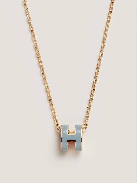 Mini Pop H Pendant Necklace Gold Blue Lin - HERMES - BALAAN 2