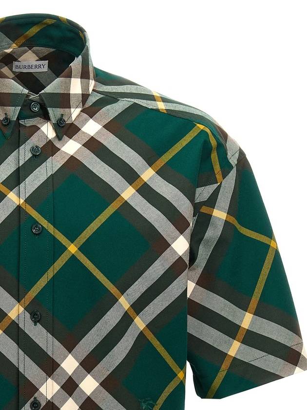 Embroidered Logo Plaid Short-Sleeve Shirt Green - BURBERRY - BALAAN 4