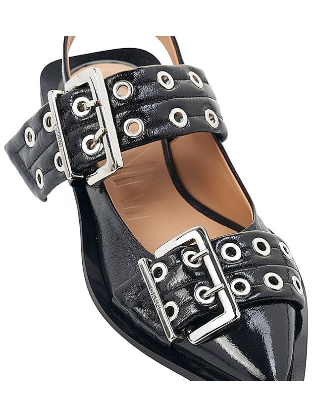 Eyelet Detail Buckle Flat Black - GANNI - BALAAN 9