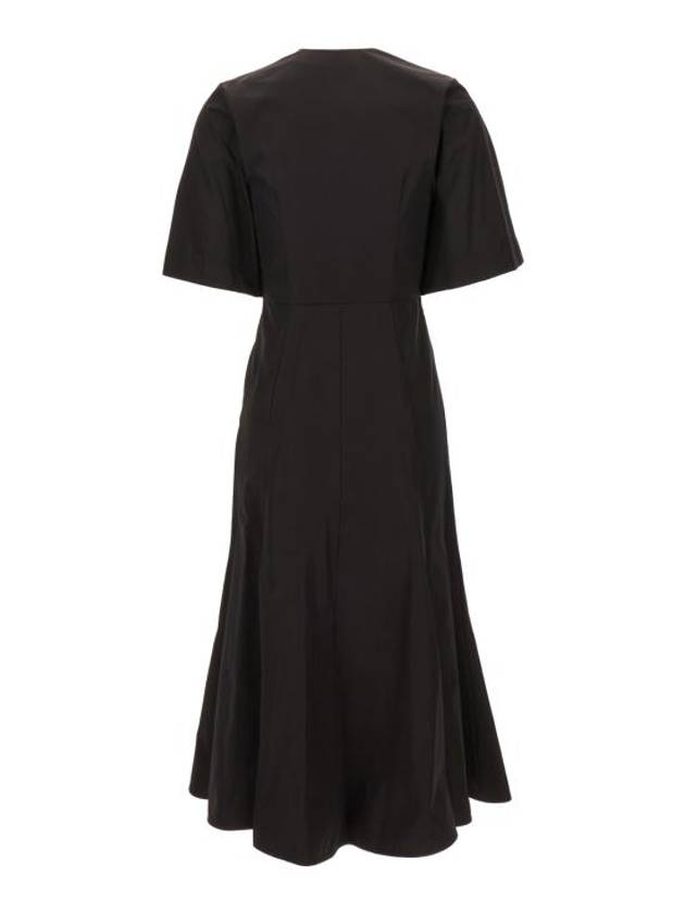 Mid Sleeve Round Neck Midi Dress Black - AMI - BALAAN 3