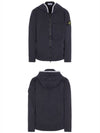 Brushed Cotton Canvas Hooded Jacket Navy - STONE ISLAND - BALAAN 5