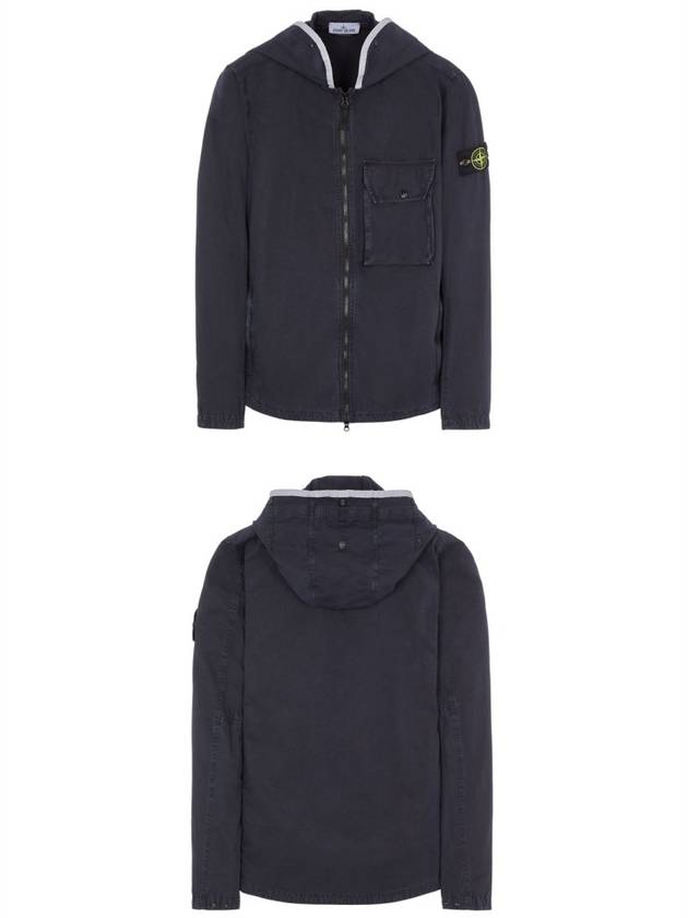 Brushed Cotton Canvas Hooded Jacket Navy - STONE ISLAND - BALAAN 5