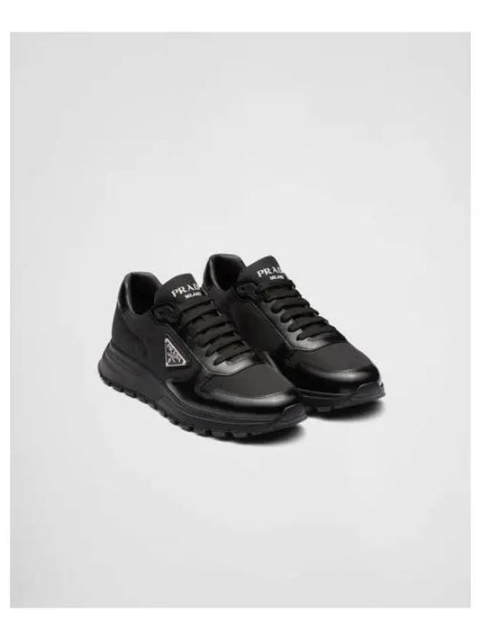 Prax 01 Re-Nylon Brushed Leather Low-Top Sneakers Black - PRADA - BALAAN 2