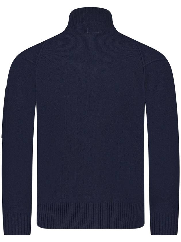 Lambswool GRS Zipped Cardigan Navy - CP COMPANY - BALAAN 3