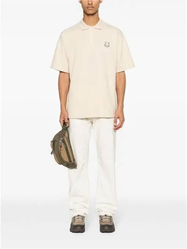 Bold Fox Head Patch Oversized Polo Shirt Beige - MAISON KITSUNE - BALAAN 3