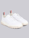 Frayed Canvas Cable Knit Sole Field Shoes White - THOM BROWNE - BALAAN 2