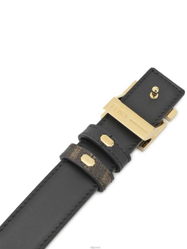 FF Squared Leather Belt Black Brown - FENDI - BALAAN 7