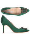 Green Hangisi 90 Satin Pumps Heel 323 2693 0001 DGRN - MANOLO BLAHNIK - BALAAN 2