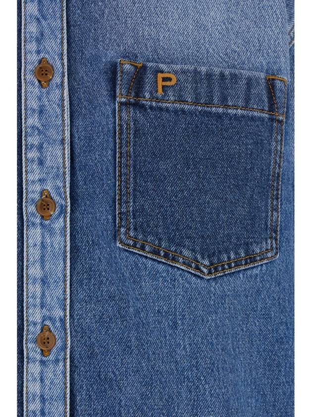 Blue Shirt With Classic Collar And Logo Detail On The Pocket In Denim Woman - PHILOSOPHY DI LORENZO SERAFINI - BALAAN 3