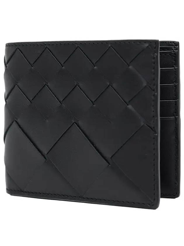 Intrecciato Leather Bi Fold Half Wallet Black - BOTTEGA VENETA - BALAAN 4