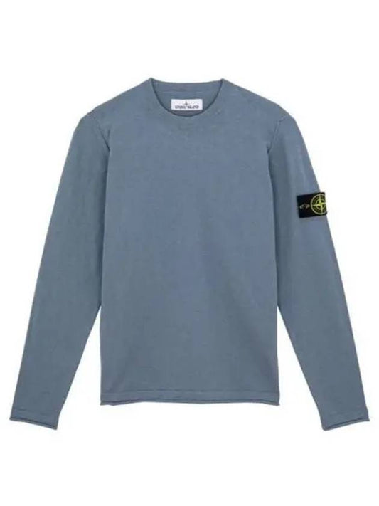 Wappen Patch Crew Neck Knit Top Sky Blue - STONE ISLAND - BALAAN 2