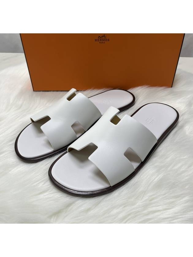 Izmir Leather Slippers Blanc - HERMES - BALAAN 3