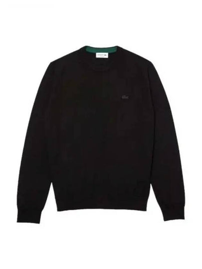 Crew Neck Merino Wool Knit Top Black - LACOSTE - BALAAN 2