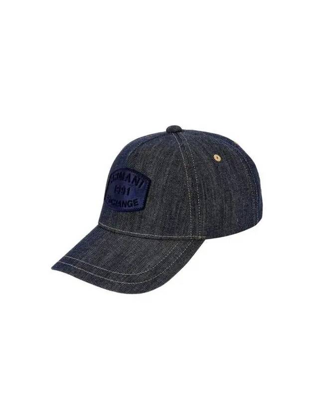 Men s Velor Logo Patch Denim Ball Cap Dark Indigo 270524 - ARMANI EXCHANGE - BALAAN 1