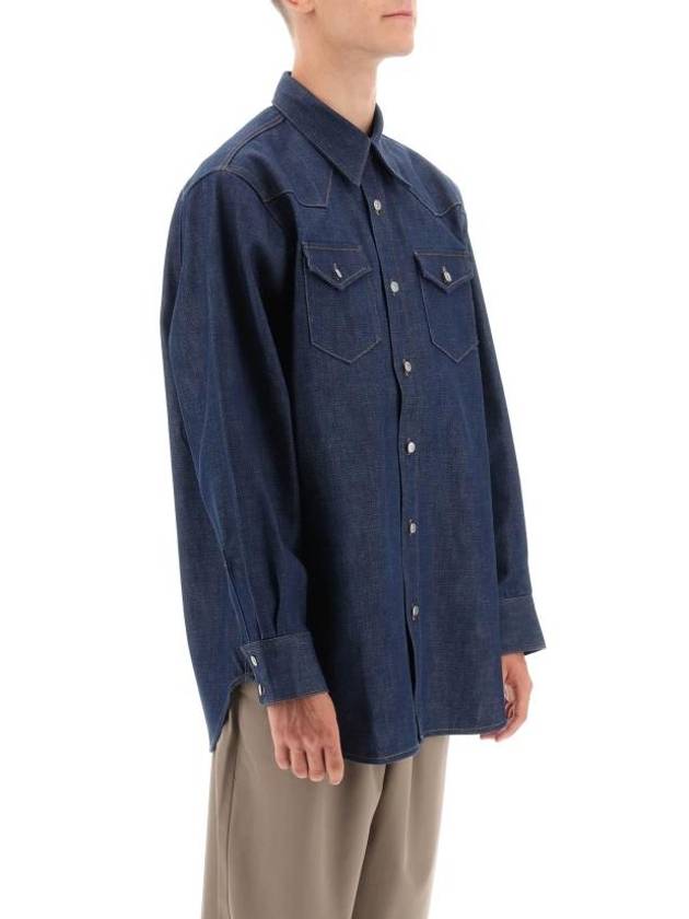 Button Up Denim Long Sleeve Shirt Blue - ACNE STUDIOS - BALAAN 3