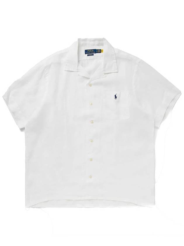 Pony Embroidered Linen Shirt 710938425 - POLO RALPH LAUREN - BALAAN 2