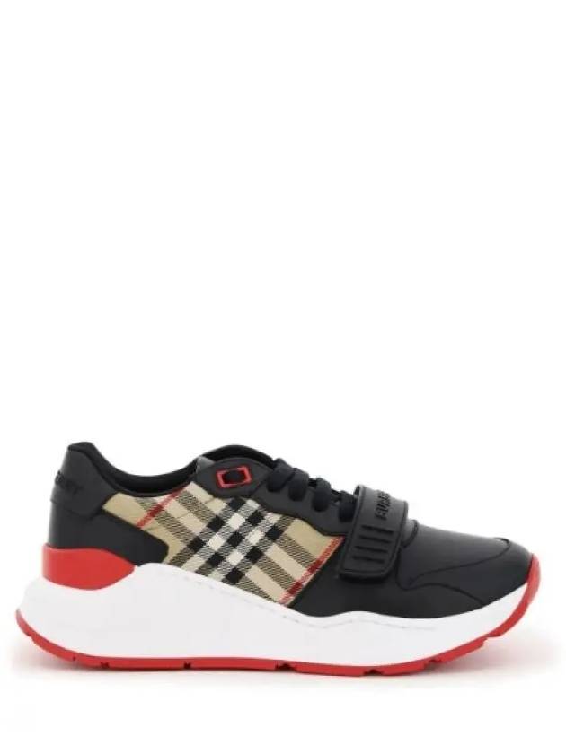 Vintage Check Leather Low Top Sneakers Black - BURBERRY - BALAAN 3