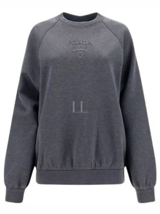 Logo Crew Neck Sweatshirt Dark Grey - PRADA - BALAAN 2