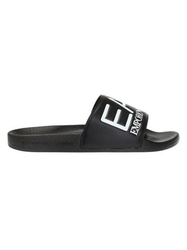 EA7 Embossed Logo Flat Slippers Black - EMPORIO ARMANI - BALAAN 1