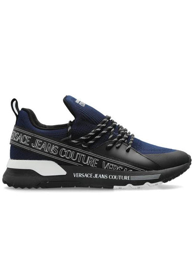 Versace Jeans Couture Sneakers With Printed Logo, Men's, Navy Blue - VERSACE - BALAAN 1