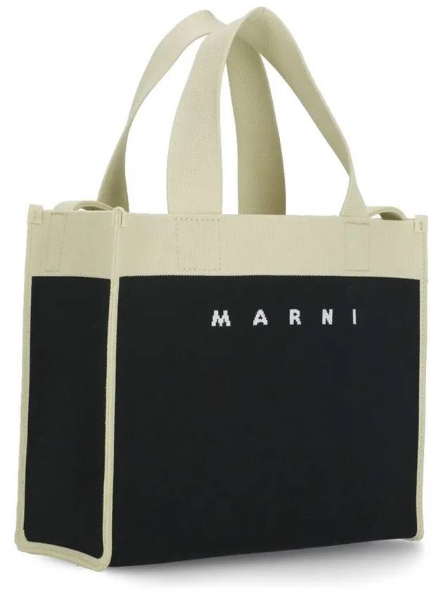 Color Block Knit Jacquard Tote Bag Black - MARNI - BALAAN 4