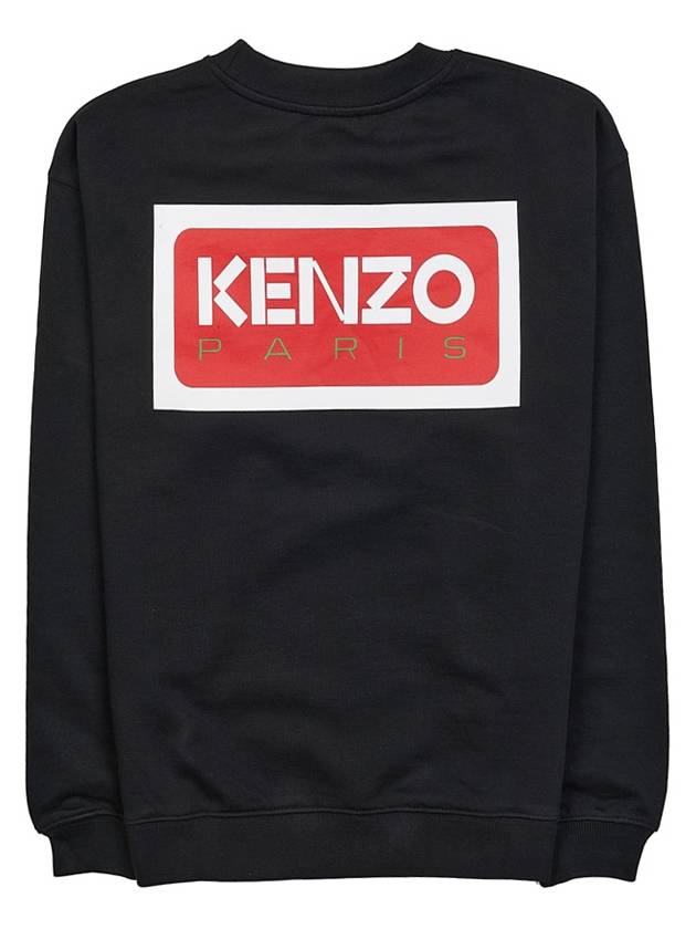 Paris Logo Crew Neck Classic Fit Cotton Sweatshirt Black - KENZO - BALAAN 4