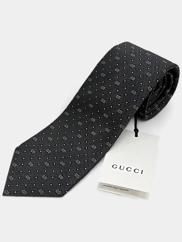 GG Dot Pattern Silk Tie Black - GUCCI - BALAAN 6