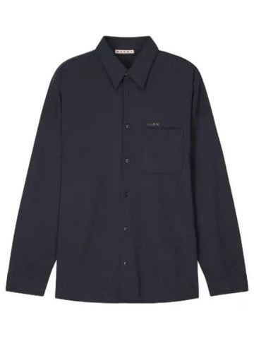 Logo Pocket Cotton Knit Shirt Blue Black - MARNI - BALAAN 1