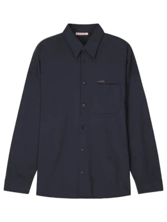 Logo Pocket Cotton Knit Shirt Blue Black - MARNI - BALAAN 1