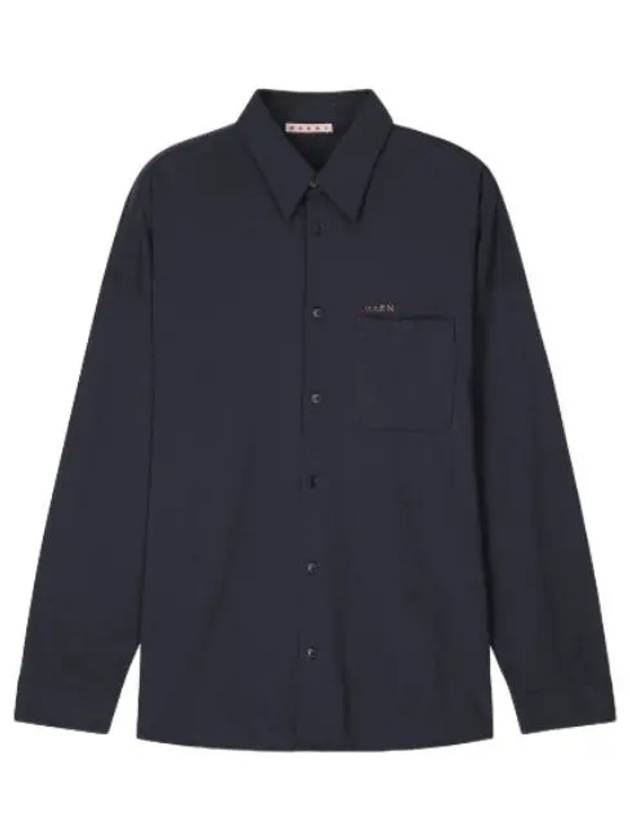 Logo Pocket Cotton Knit Shirt Blue Black - MARNI - BALAAN 1