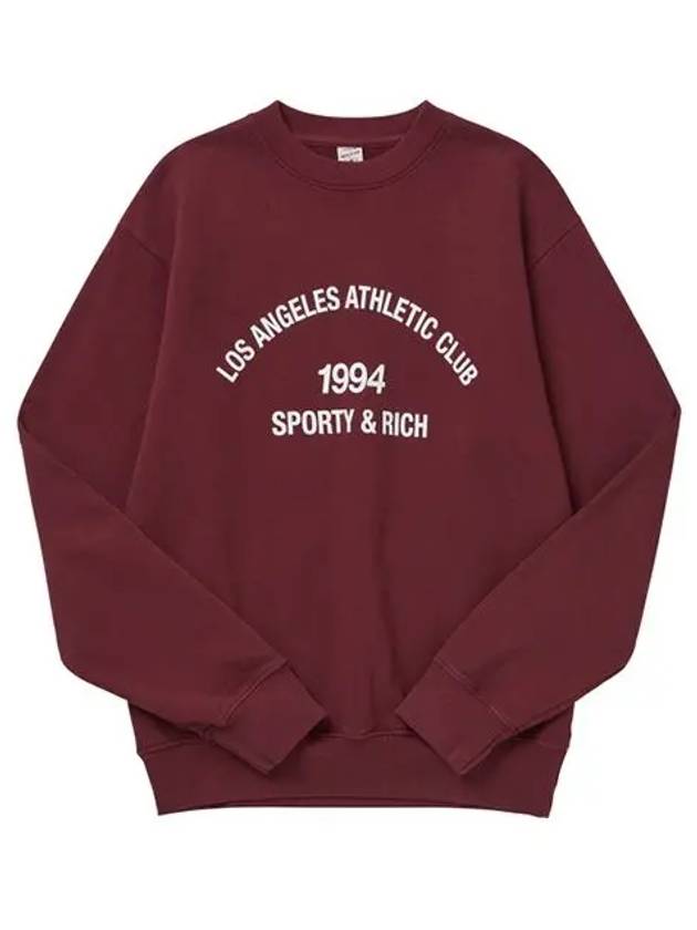 Club Crew Neck Cotton Sweatshirt Burgundy - SPORTY & RICH - BALAAN 3