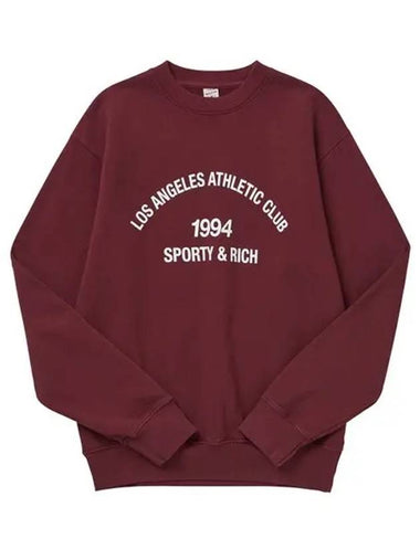 Club Crew Neck Cotton Sweatshirt Burgundy - SPORTY & RICH - BALAAN 1