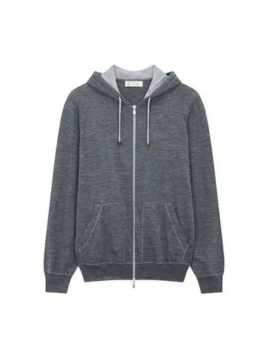 10 epoint men s knitted cashmere wool hooded zip up dark gray 271840 - BRUNELLO CUCINELLI - BALAAN 1